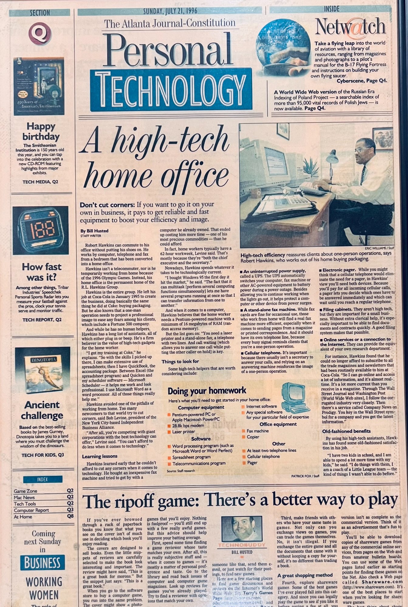 Atlanta Journal-Constitution, A High-Tech Home Office, July 21, 1996
